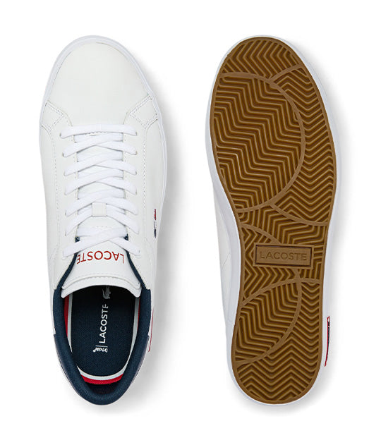 Men's Powercourt Leather Tricolor Sneakers White/Navy/Red