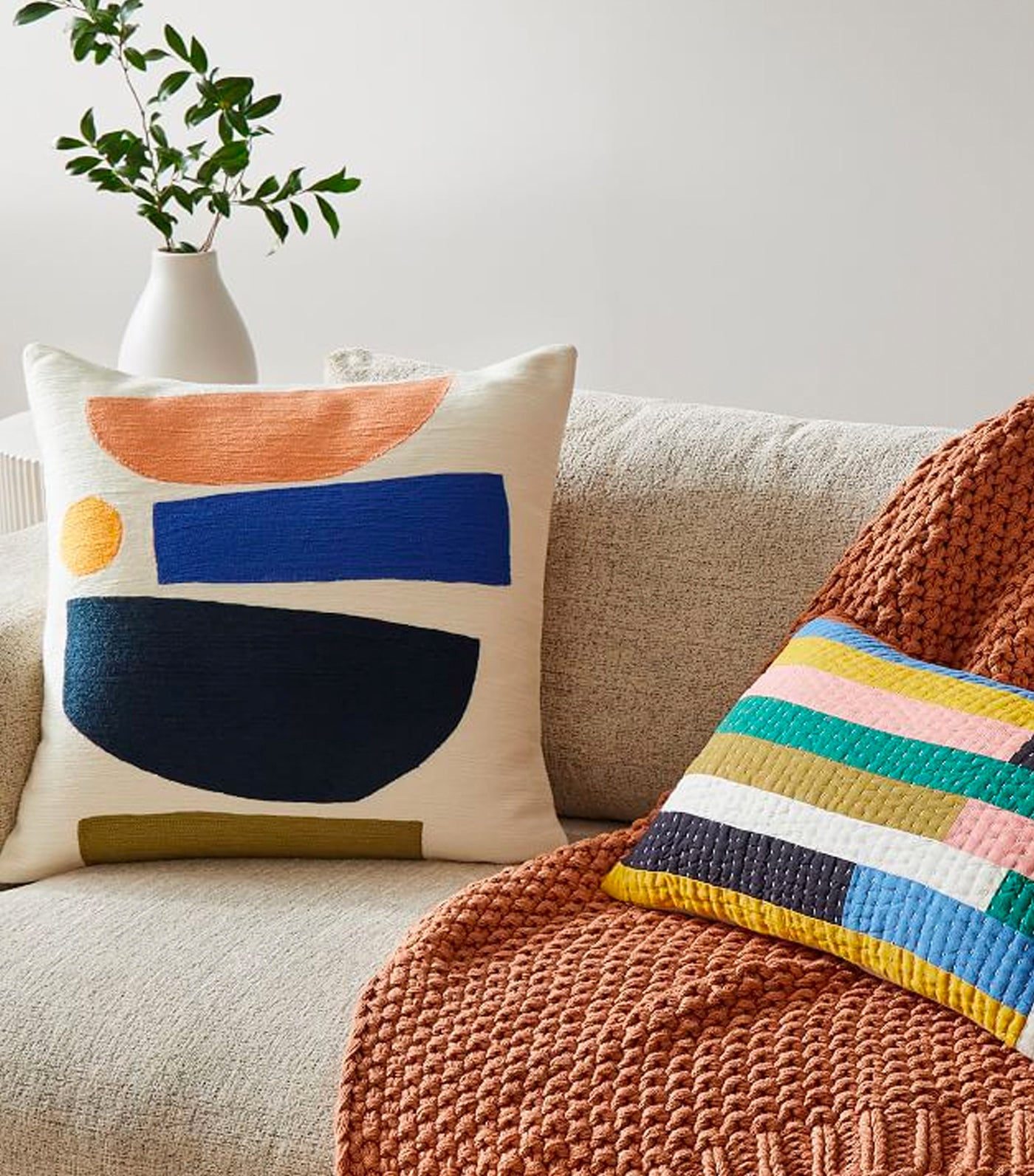 west elm Crewel Staggered Shapes Pillow Cover