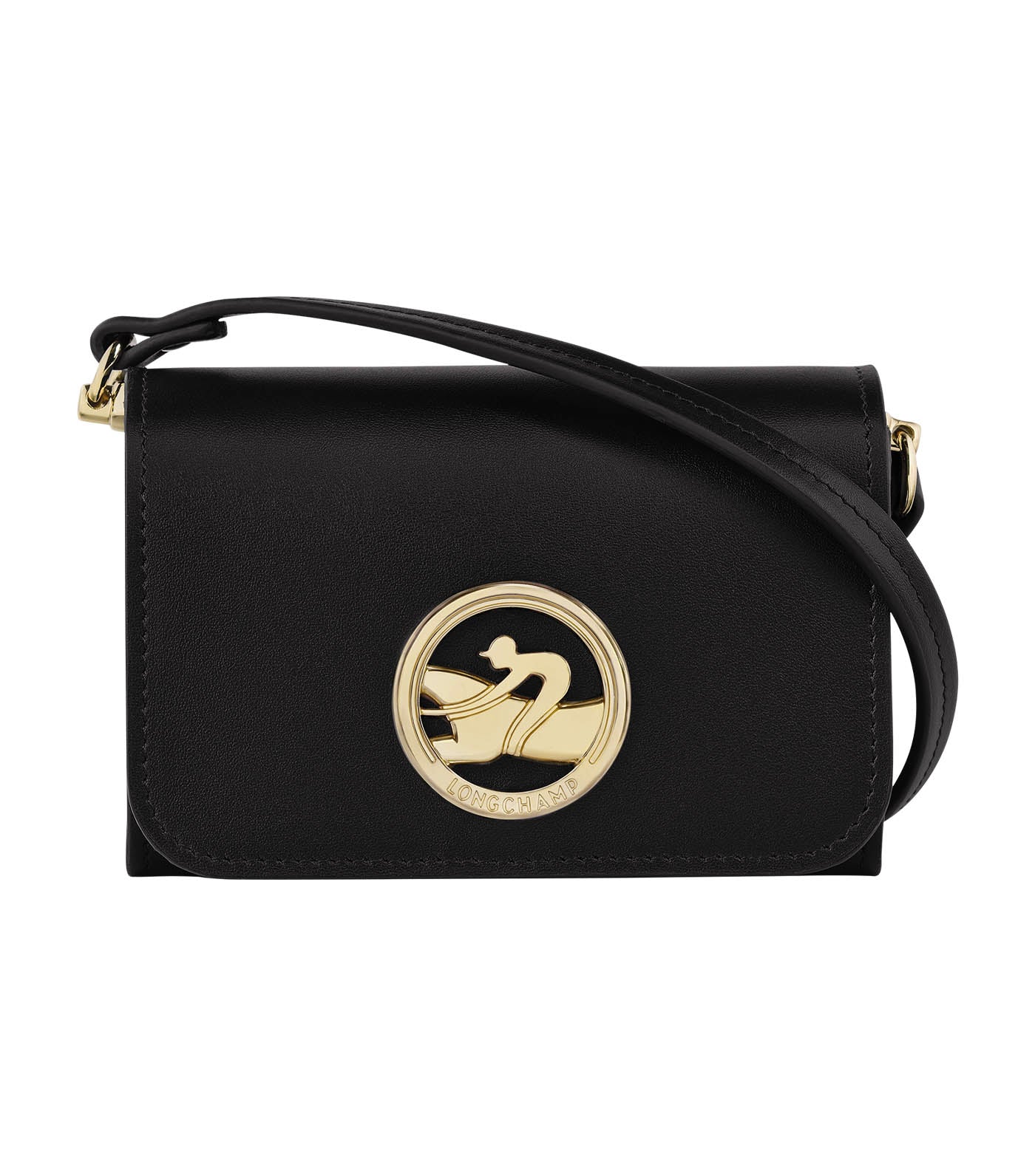 Box-Trot Coin Purse with Shoulder Strap Black