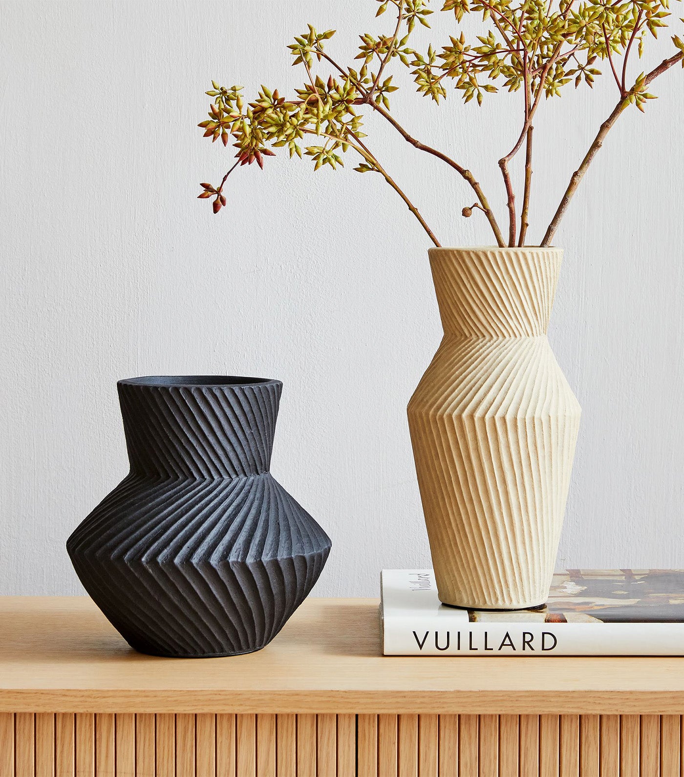 west elm Asher Textured Ceramic Vase - Black