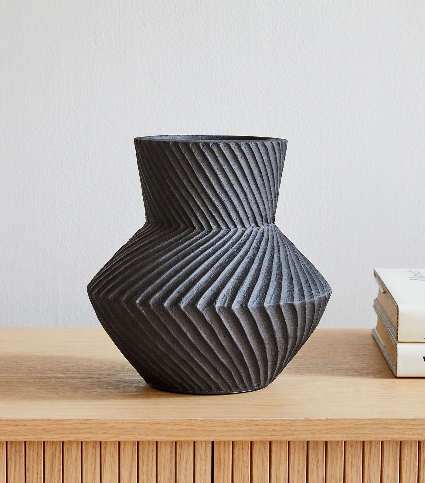 west elm Asher Textured Ceramic Vase - Black