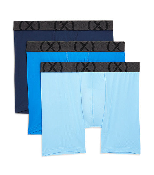Three-Pack (X) Sport Mesh Boxer Briefs with 6in Inseam in Blue