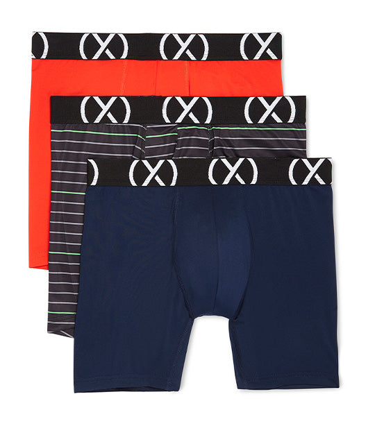 Three Pack (X) Sport Boxer Briefs with 6in Inseam in Multicolor