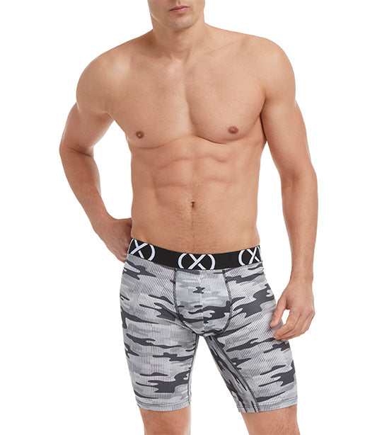 Three Pack (X) Sport Boxer Briefs with 9in Inseam in Multicolor Gray
