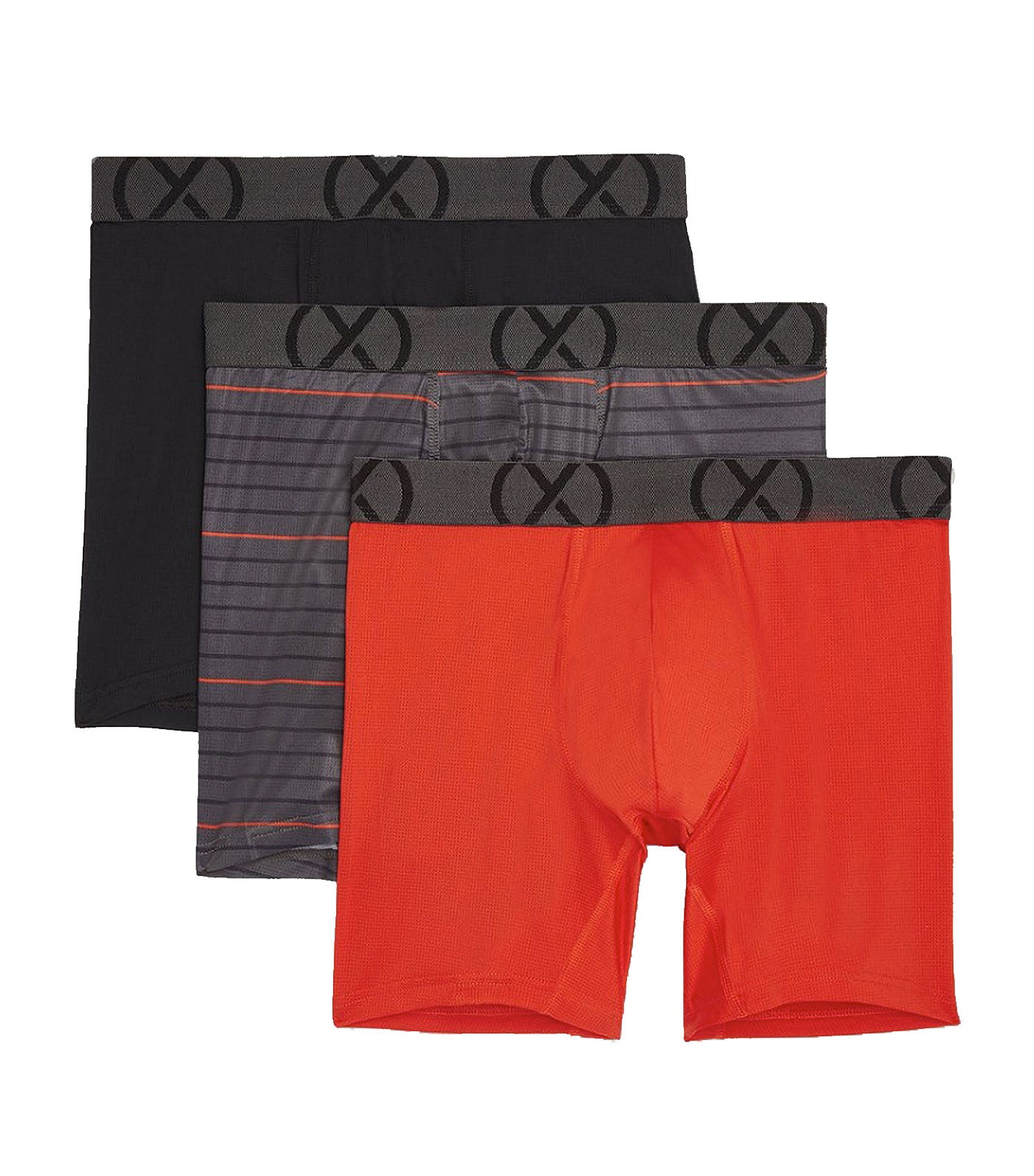Three-Pack (X) Sport Mesh Boxer Briefs with 6in Inseam in Multicolor Red