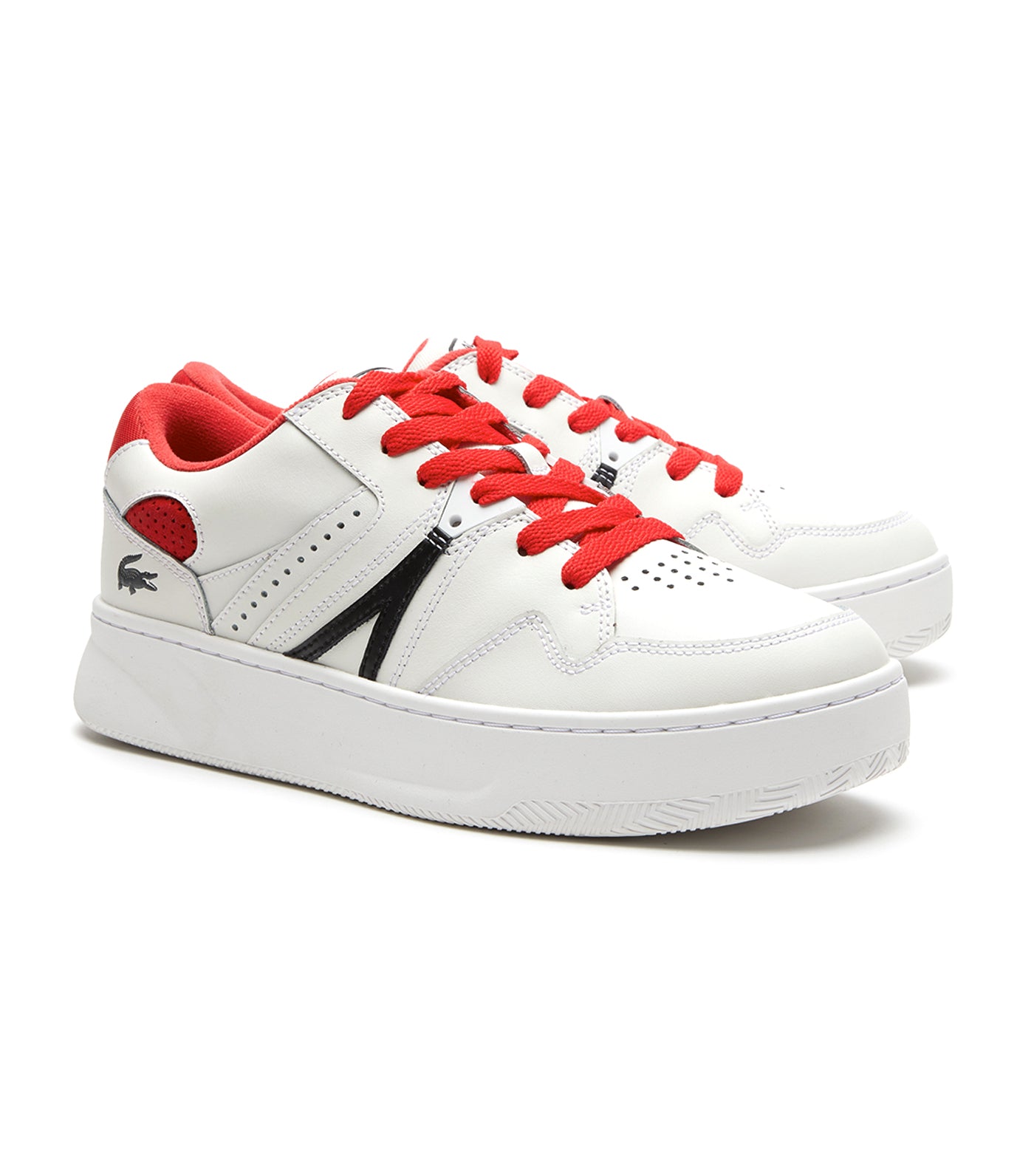 Men's L005 Leather Color-Pop Sneakers White/Red