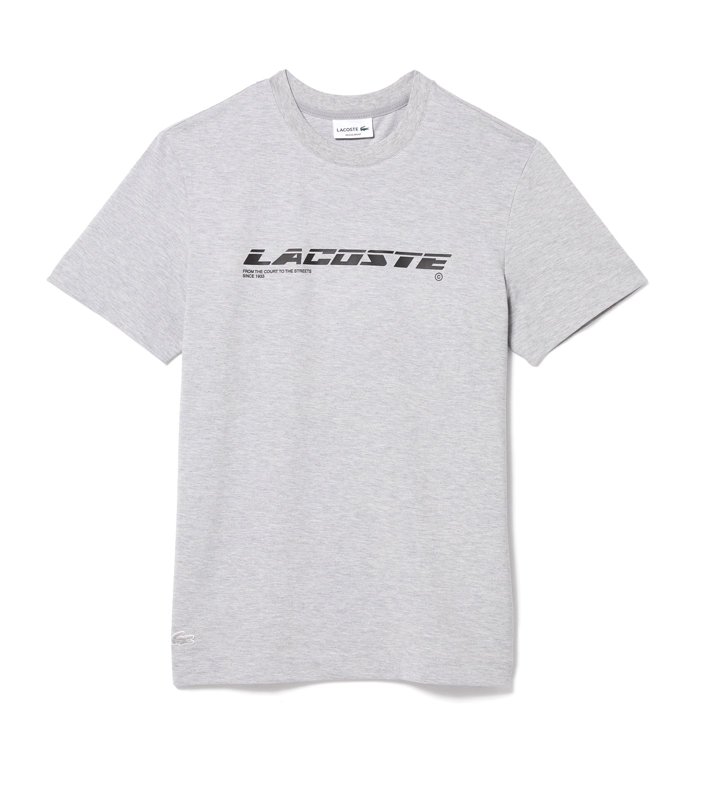 Men's Regular Fit Branded Piqué T-Shirt Silver Chine