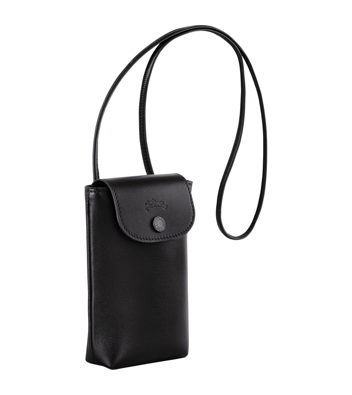 Black leather longchamp outlet bag