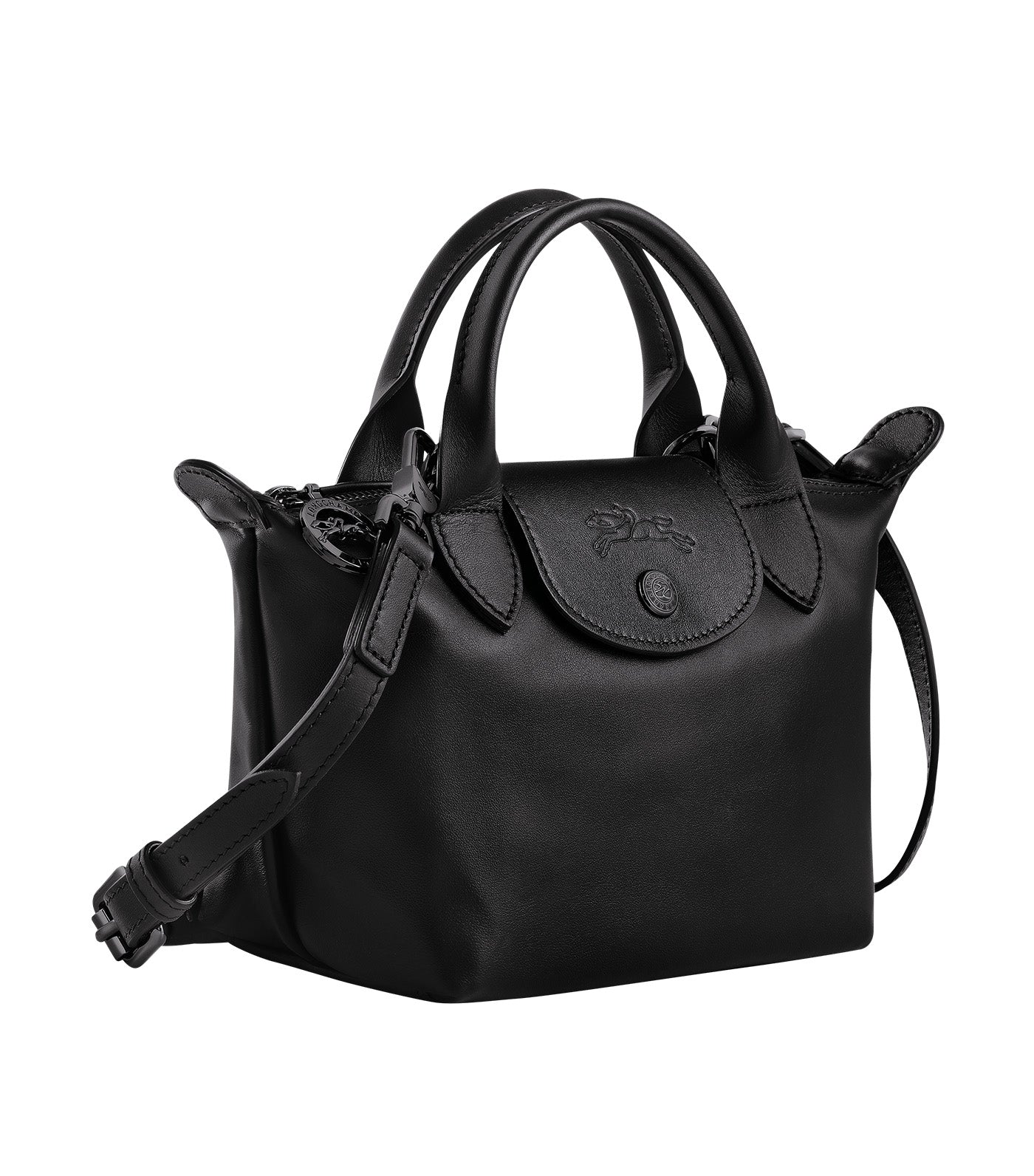 Longchamp black long discount handle