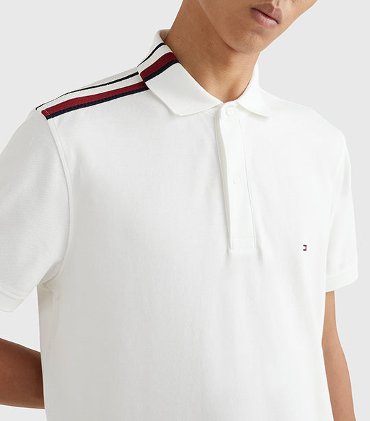 Tommy Hilfiger Global Stripe Placement Regular Polo White