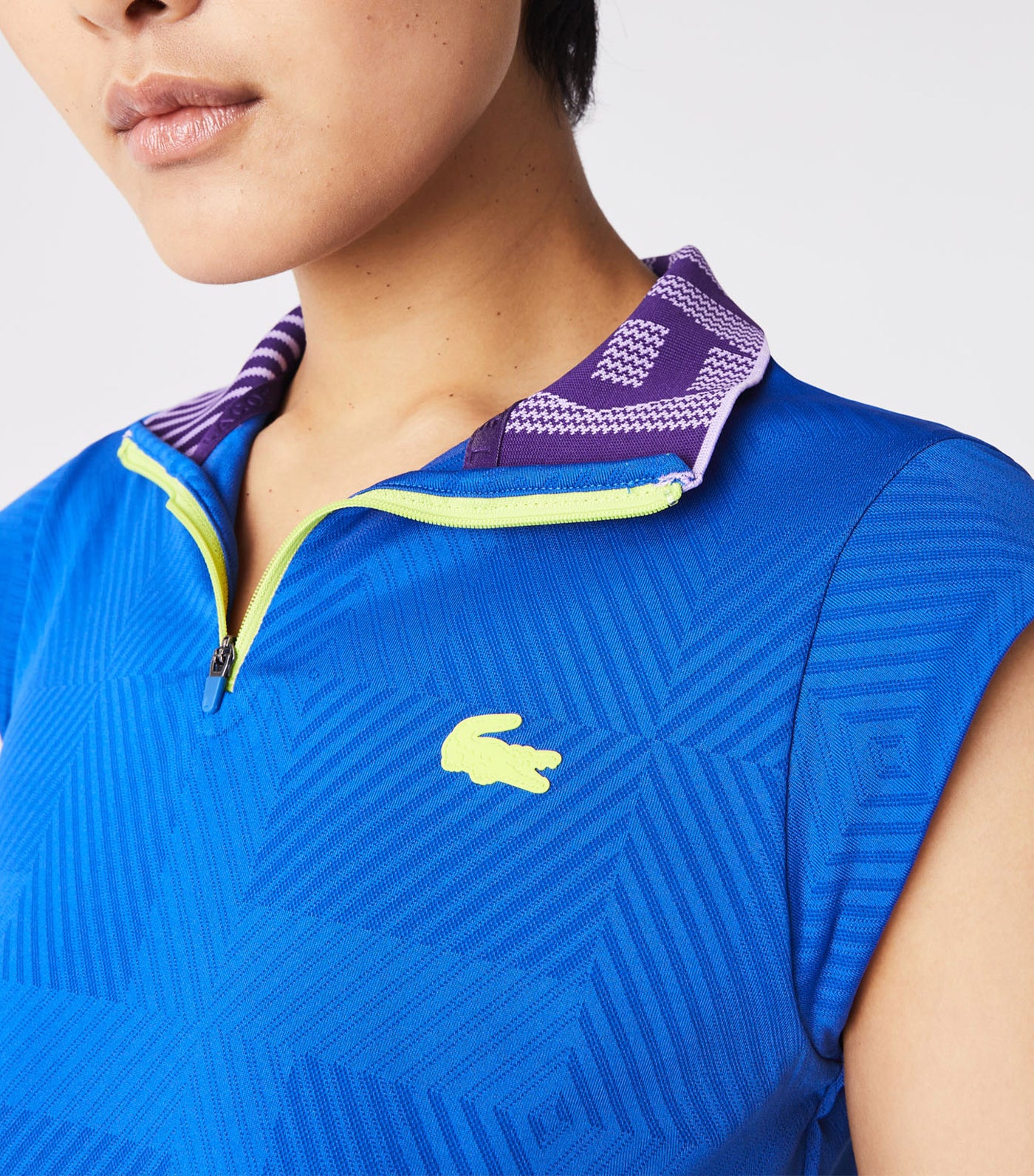Women's Zip High Neck Tennis Polo Shirt Marina/Samui/Neva Purple