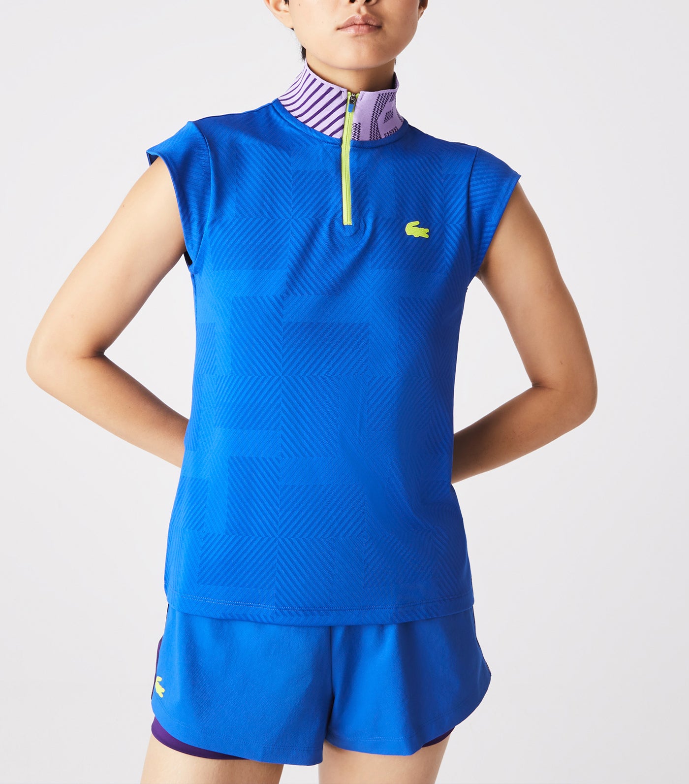 Women's Zip High Neck Tennis Polo Shirt Marina/Samui/Neva Purple