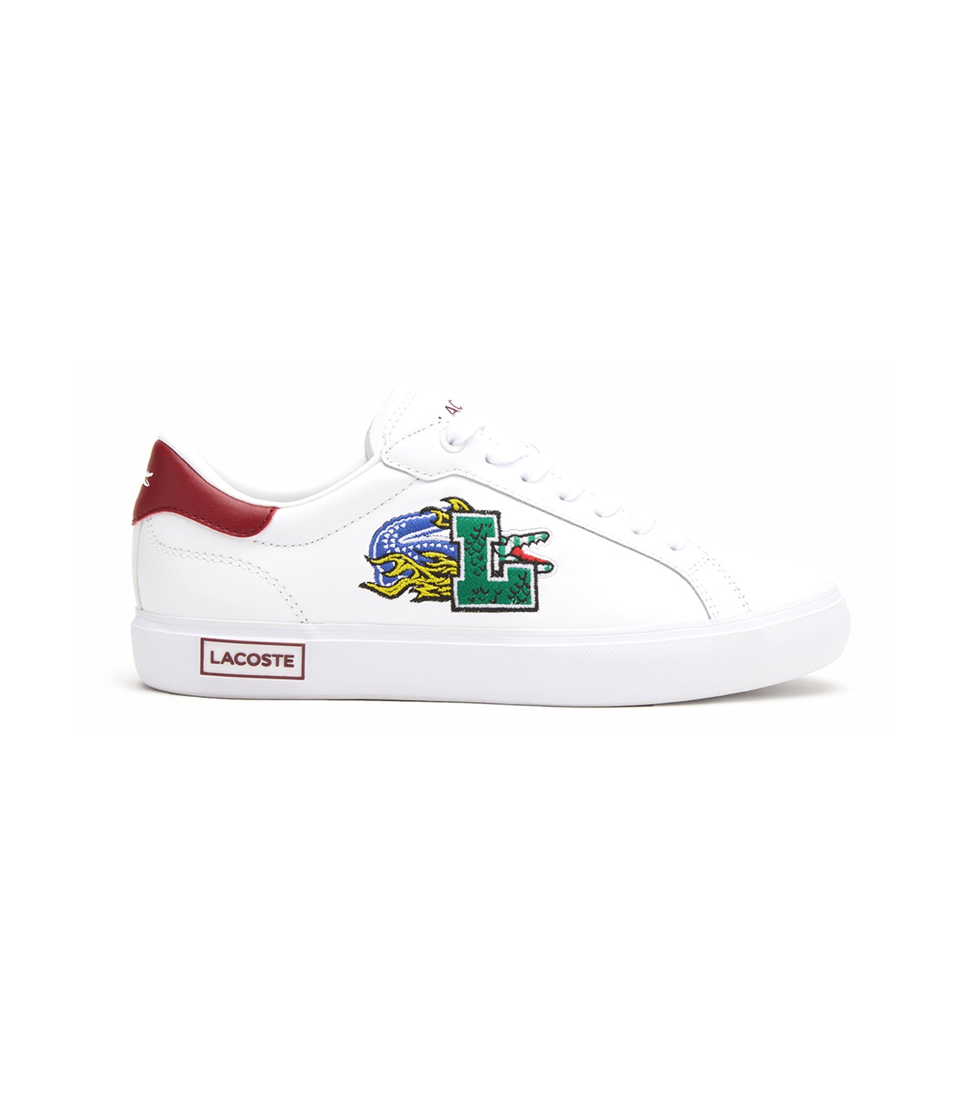 Women's Powercourt Leather Sneakers White/Burgundy