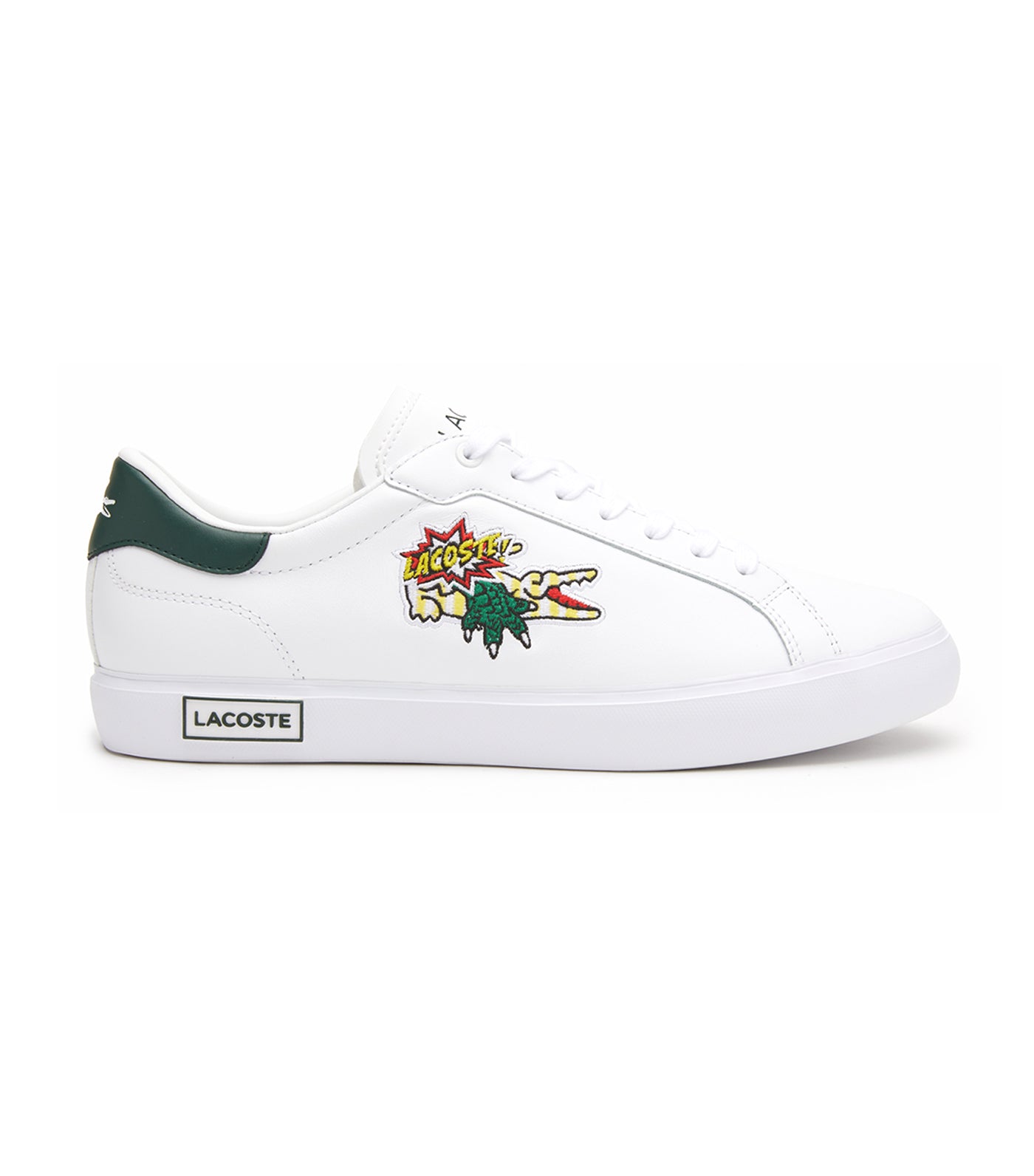 Lacoste white and sales green sneakers