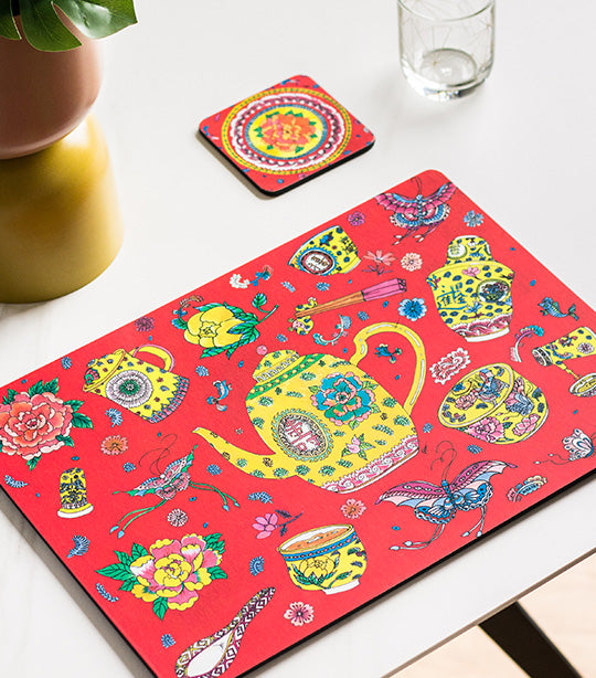 Jim Weaver Designs Longevitea Placemats and Coasters - Red