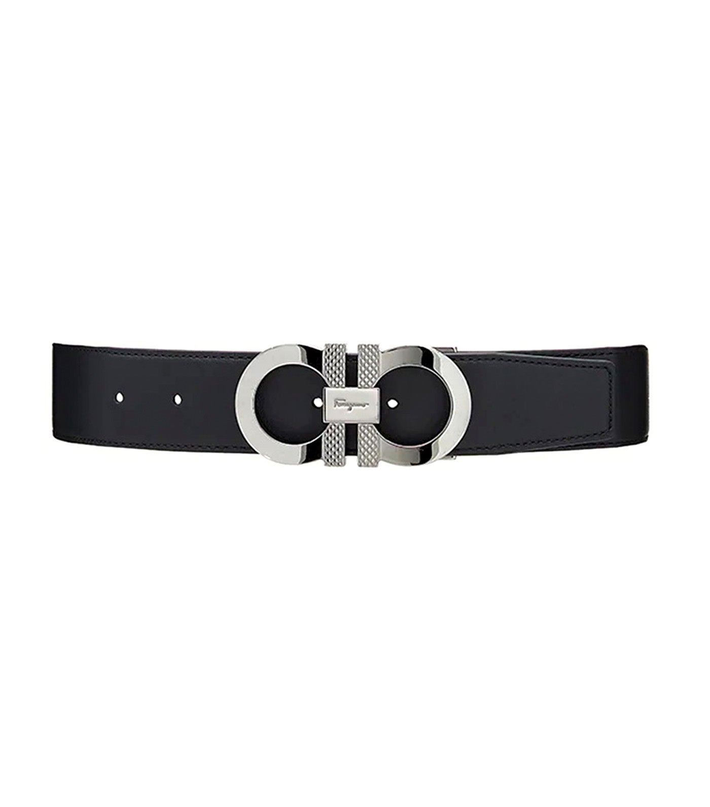 Reversible and Adjustable Gancini Belt Vicuna/Black