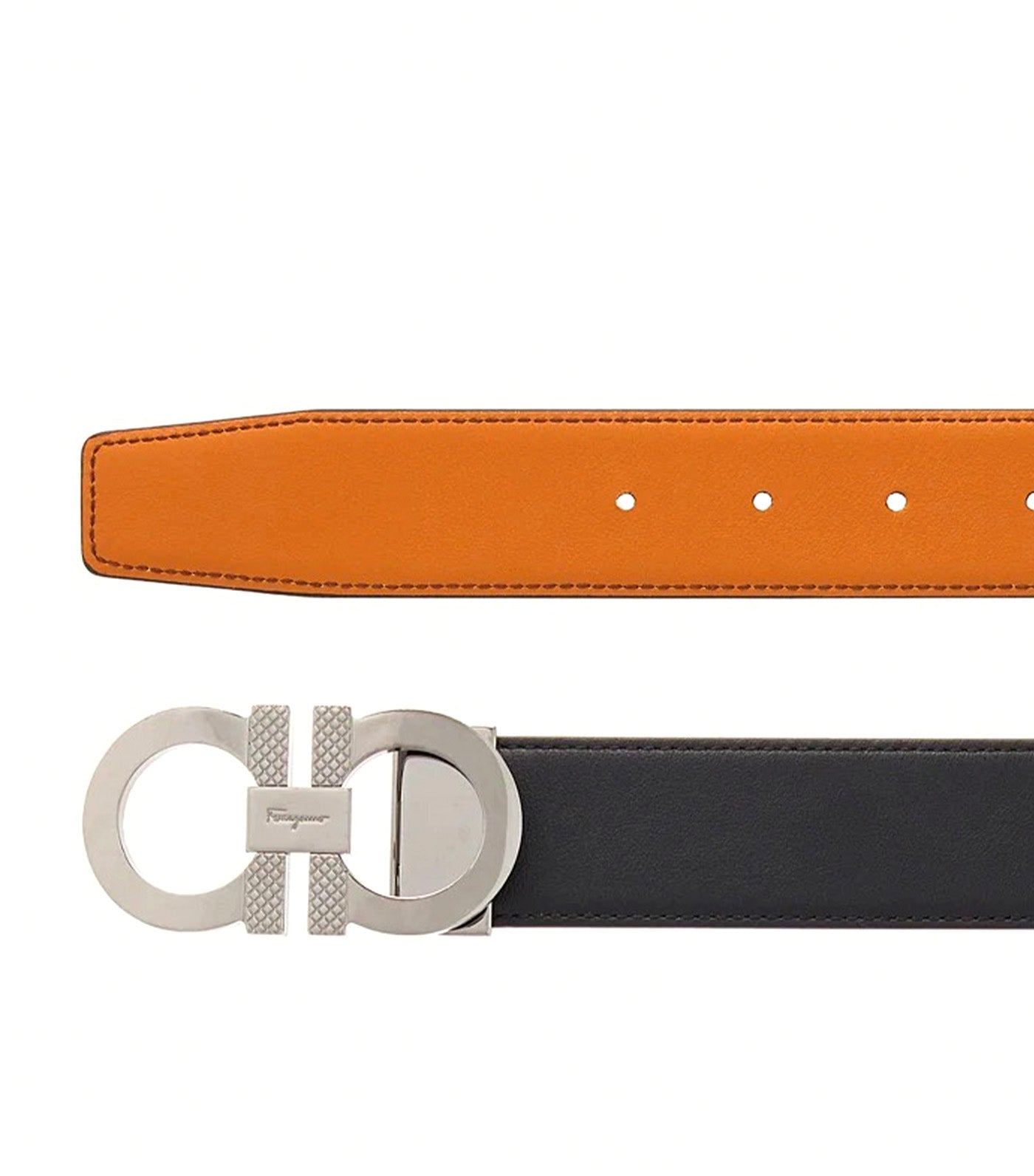 Reversible and Adjustable Gancini Belt Vicuna/Black