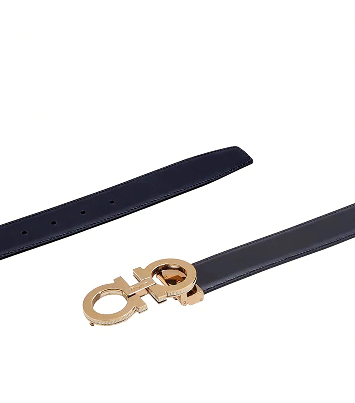 Reversible and Adjustable Gancini Belt Black/Blue Marine