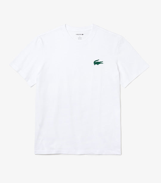 Men's Velour Crocodile Crew Neck Cotton Indoor T-Shirt White/Sinople