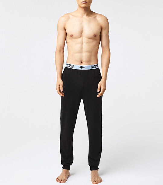 Men's Branded Waist Crocodile Print Pajama Pants Black