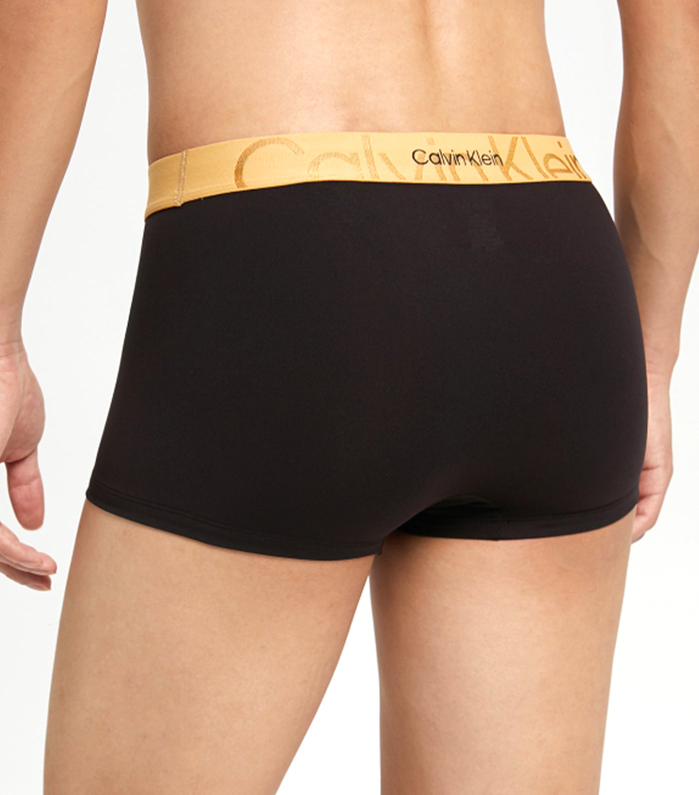 Calvin Klein CK Black low rise trunk in black with gold logo waistband