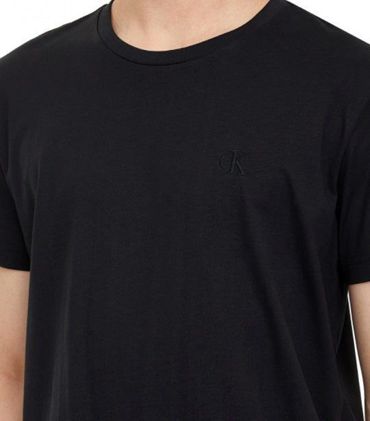Regular Fit Solid Crewneck Logo T-Shirt CK Black