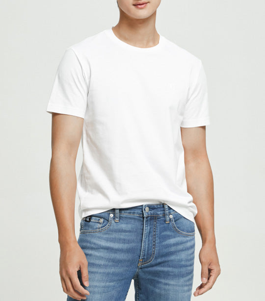 Calvin Klein Regular Fit Solid Crewneck Logo T-Shirt Bright White