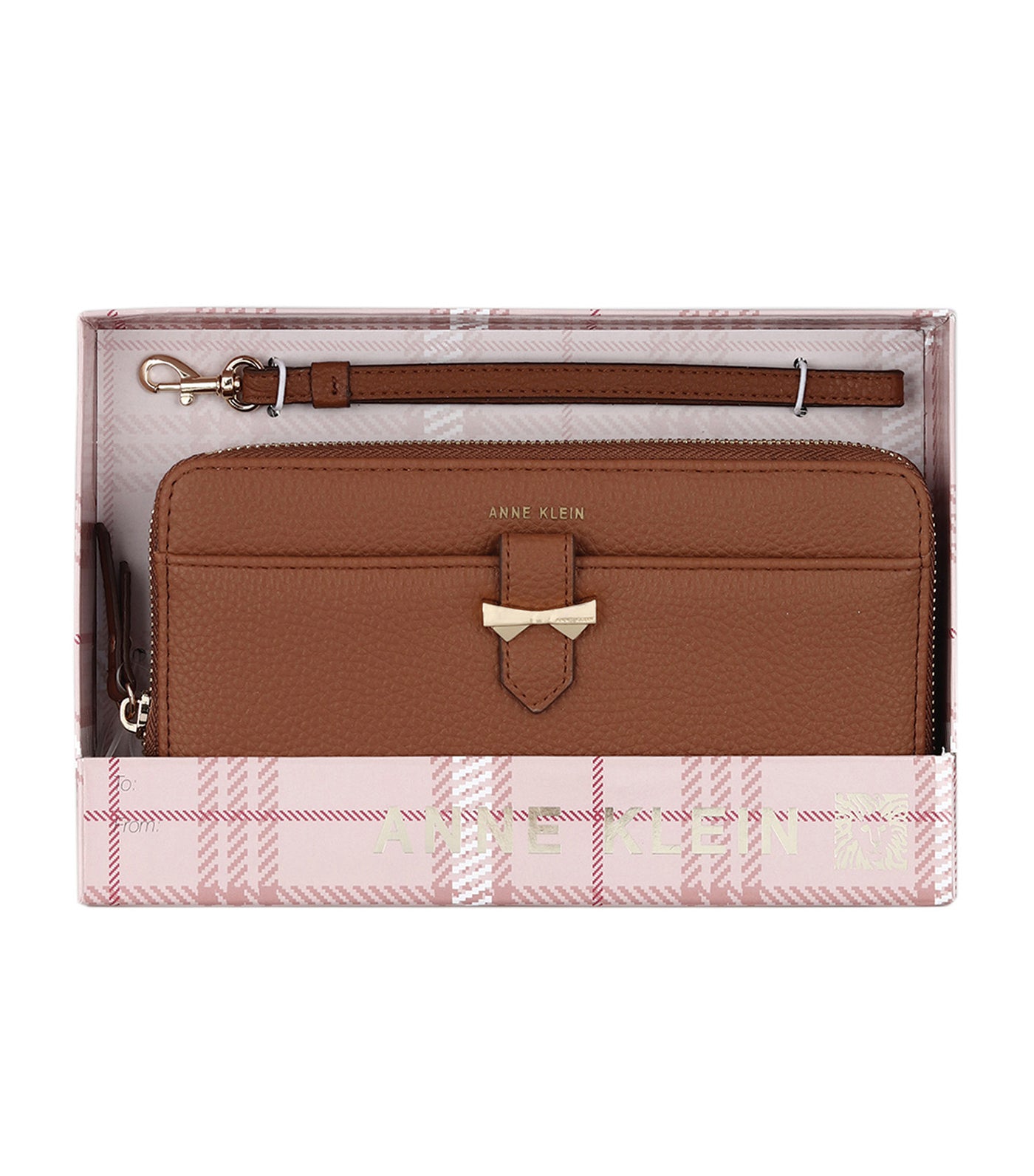 Anne Klein Boxed Slim Zip Wallet with Detachable Wristlet - Pink