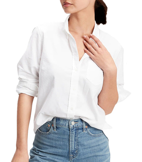Fitted Boyfriend Shirt in Oxford Optic White