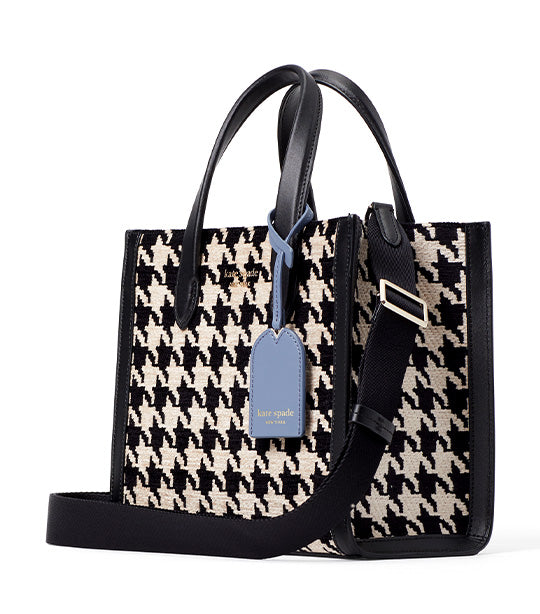Manhattan Houndstooth Large Tote in Black Multi