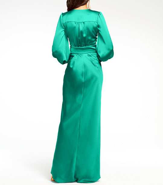 Madelane Plunging Maxi Dress Jewel Green
