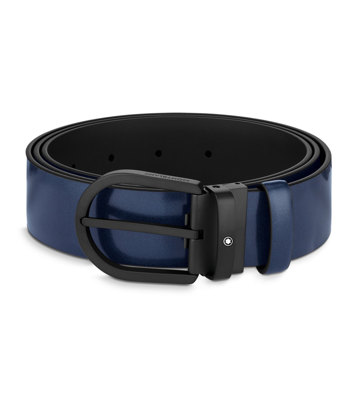 Horseshoe Buckle 35mm Leather Belt Blue