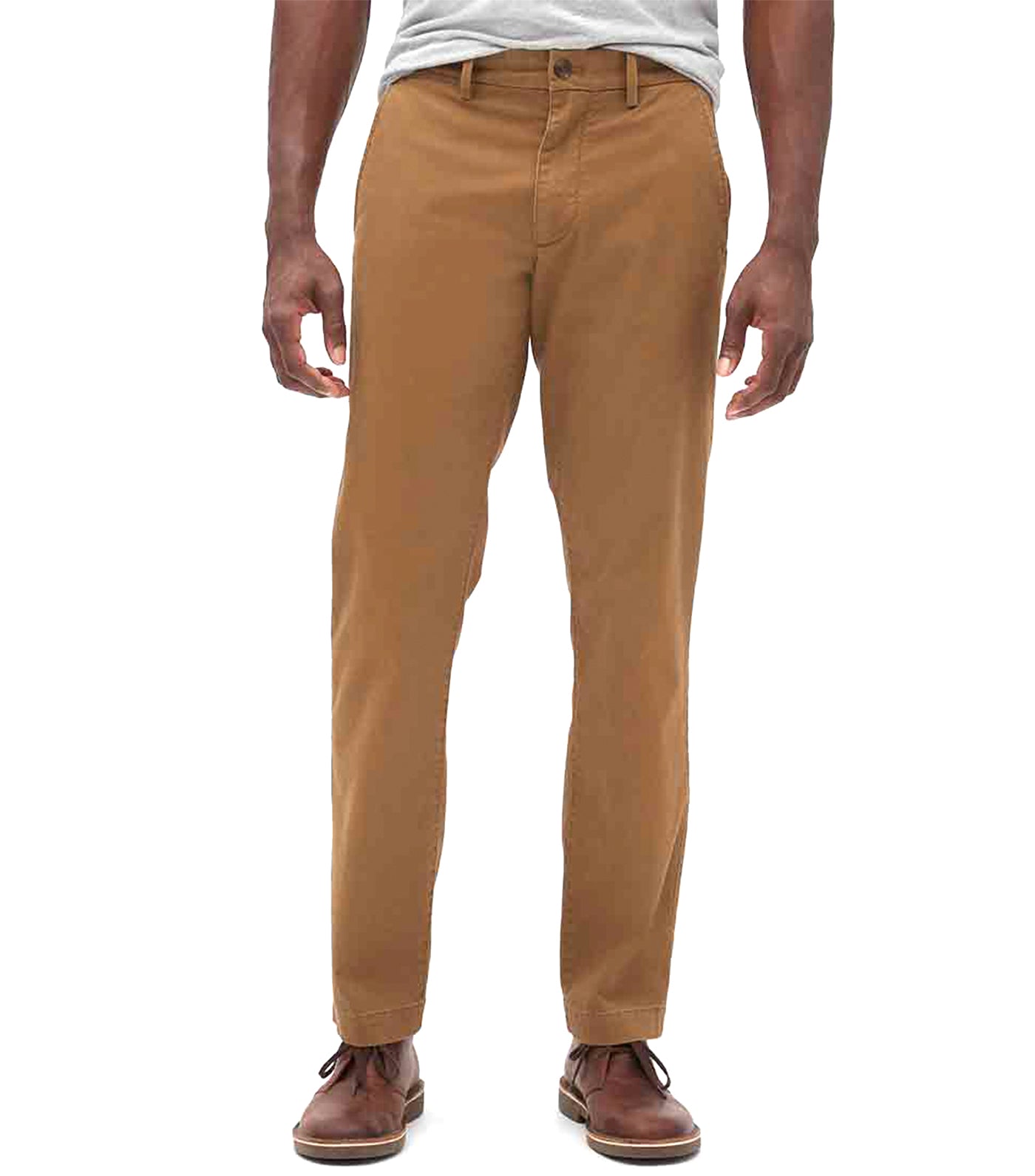 Essential Khakis in Straight Fit with Washwell Palomino Brown Global