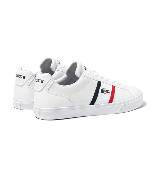 Lacoste Men s Lerond Pro Leather Tricolor Sneakers White Navy Red