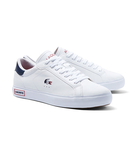Men's Powercourt Leather Tricolor Sneakers White/Navy/Red