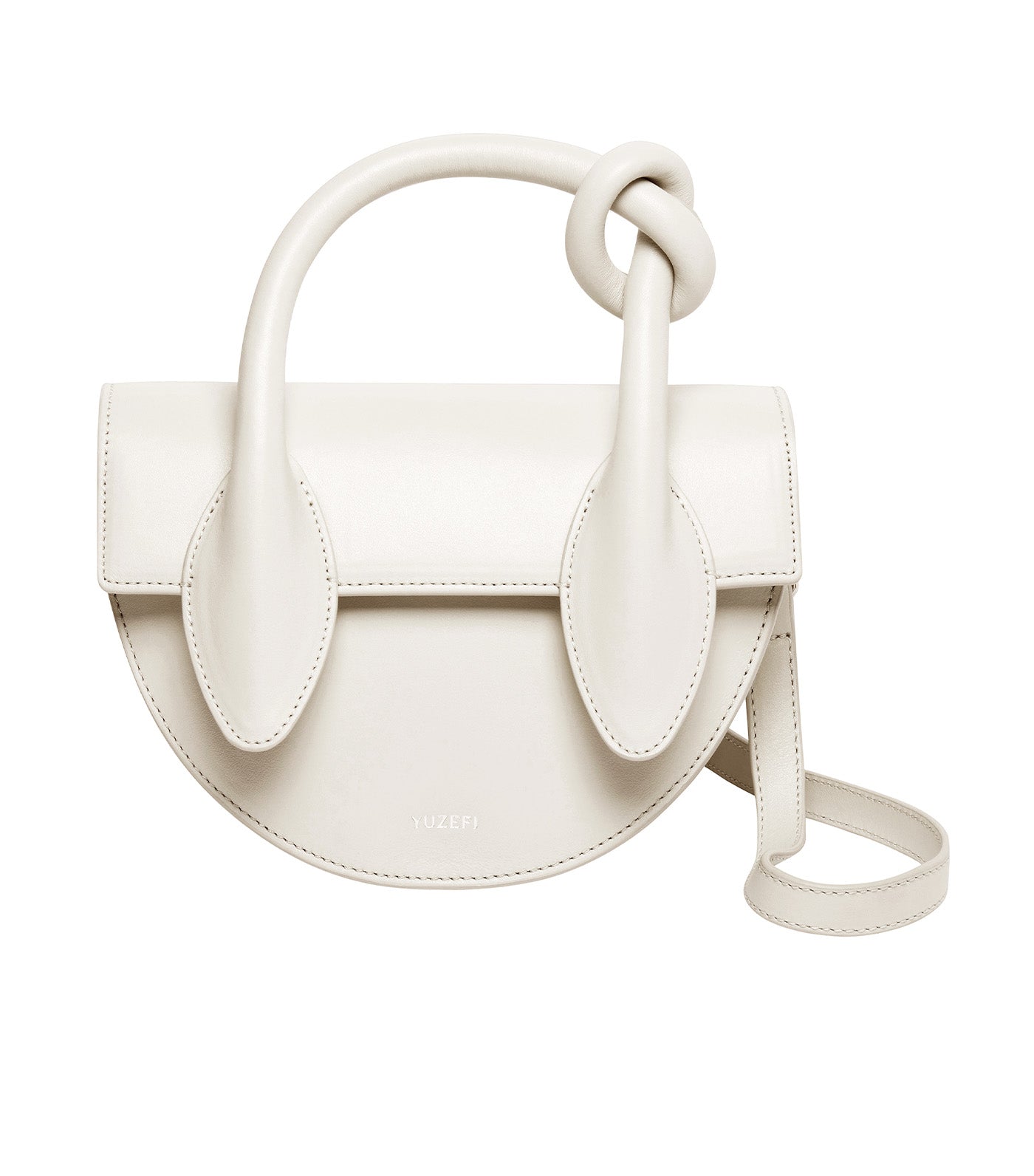 Yuzefi Pretzel Handbag with Crossbody Strap Off White