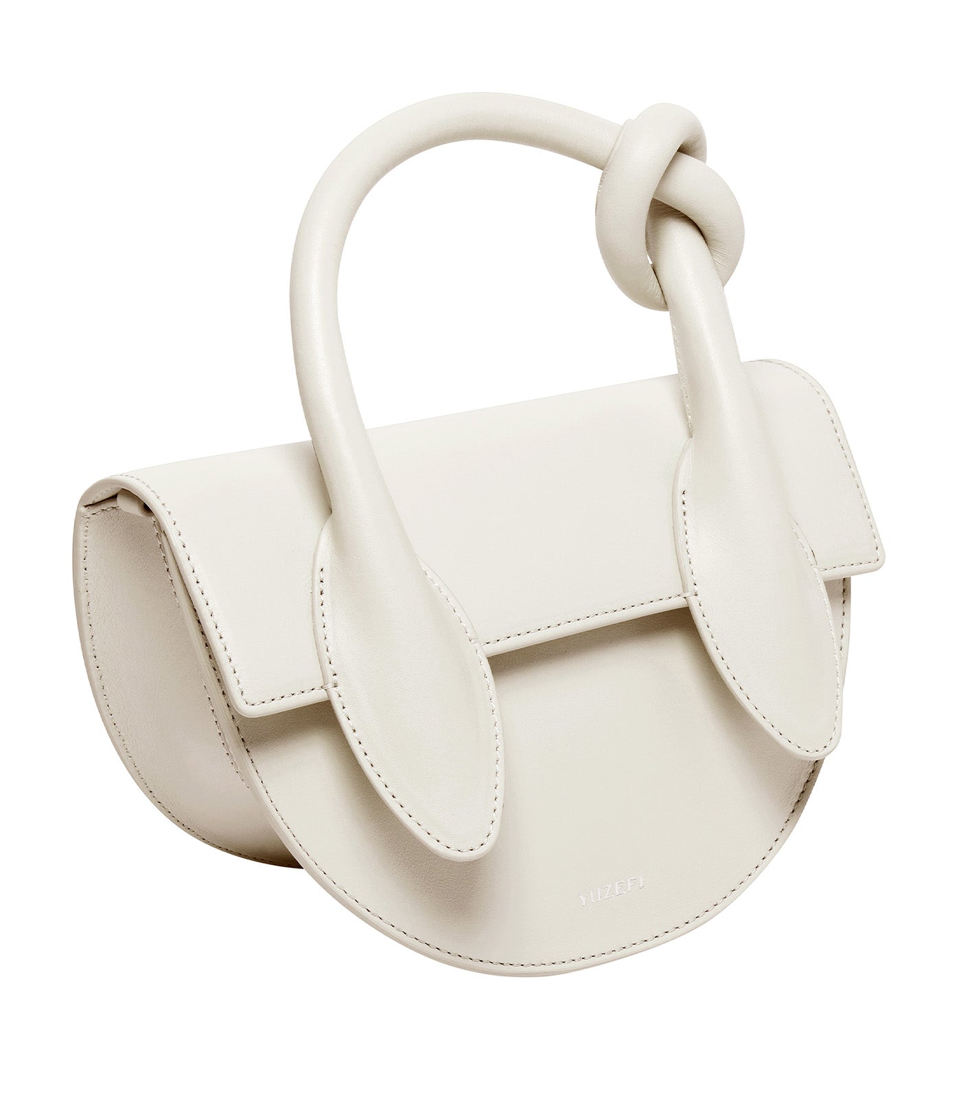 Pretzel Handbag with Crossbody Strap Off White