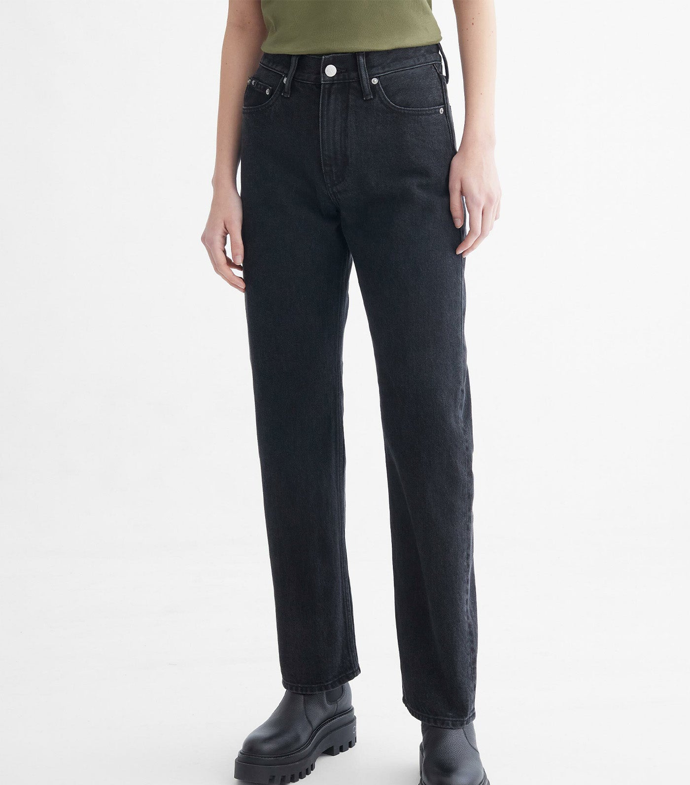 Calvin Klein Straight Pants Black, 44% OFF