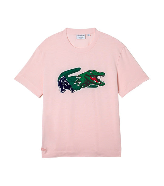 Men's Holiday Relaxed Fit Oversized Crocodile T-Shirt Flamingo