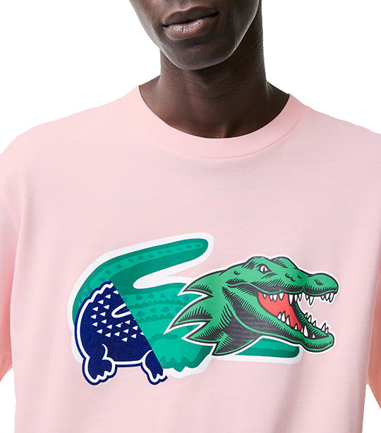 Relaxed Men\'s Oversized Crocodile Fit Holiday Lacoste Flamingo T-Shirt