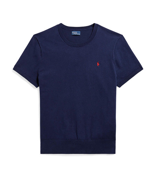 Women’s Cotton-Blend Short-Sleeve Sweater Blue