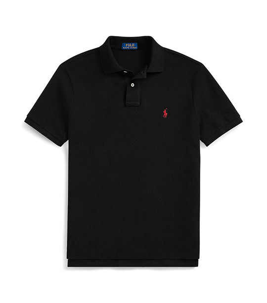 Men’s Custom Slim Fit Mesh Polo Shirt Black