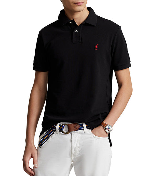 Men’s Custom Slim Fit Mesh Polo Shirt Black
