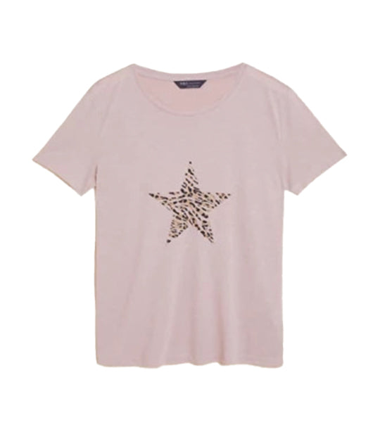 Printed Short Sleeve T-Shirt Pink Mix