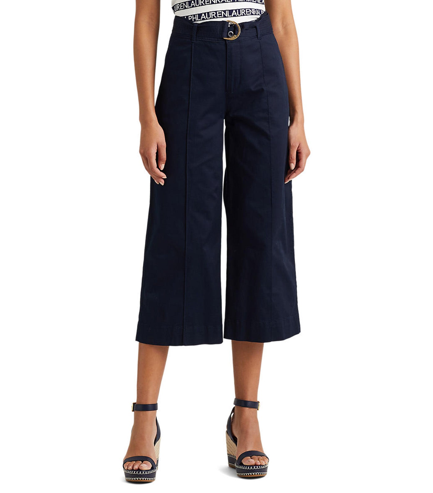 Women's Micro-Sanded Twill Belted Wide-Leg Pants Navy
