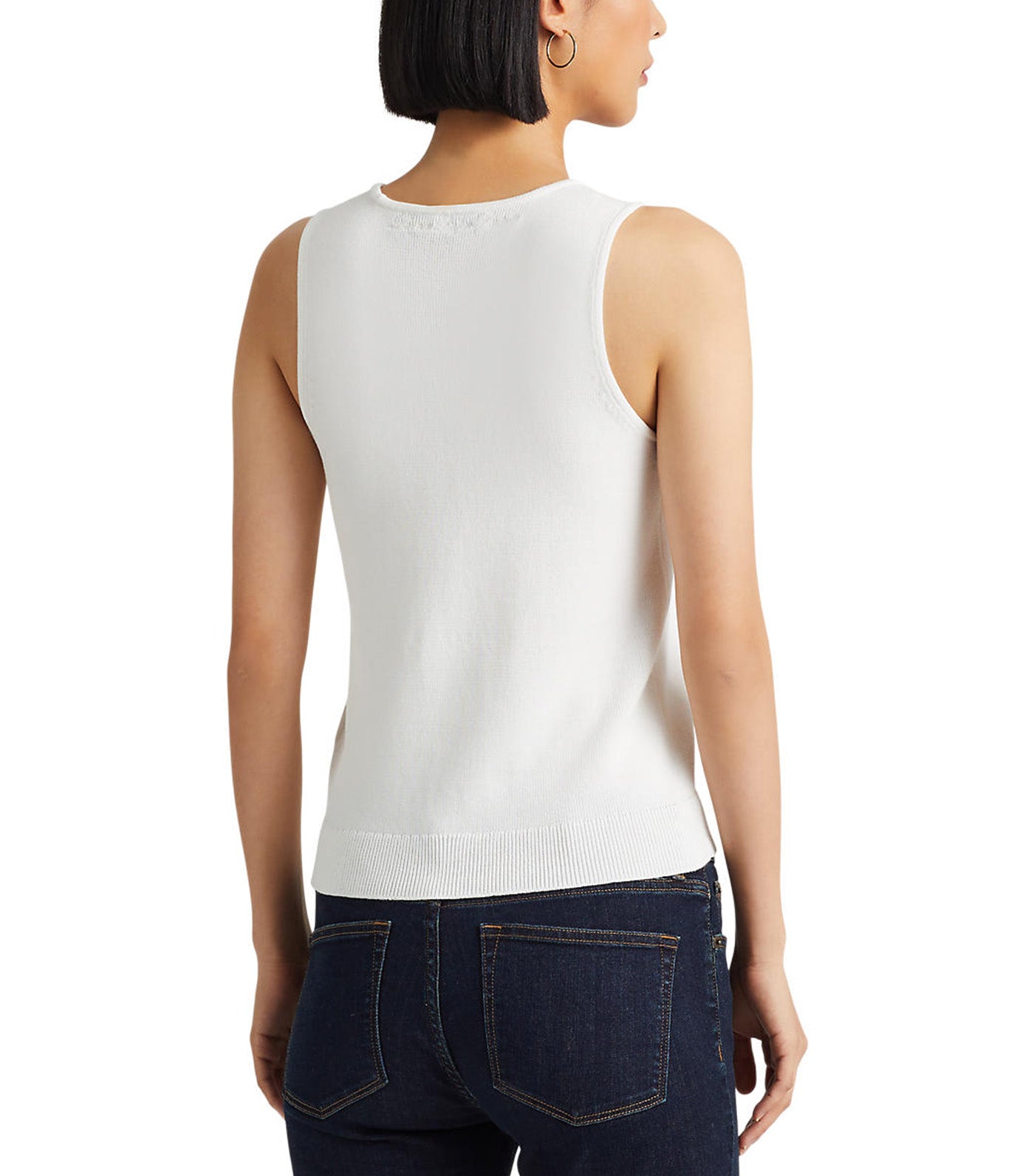 Women's Cotton-Blend Sleeveless Sweater White