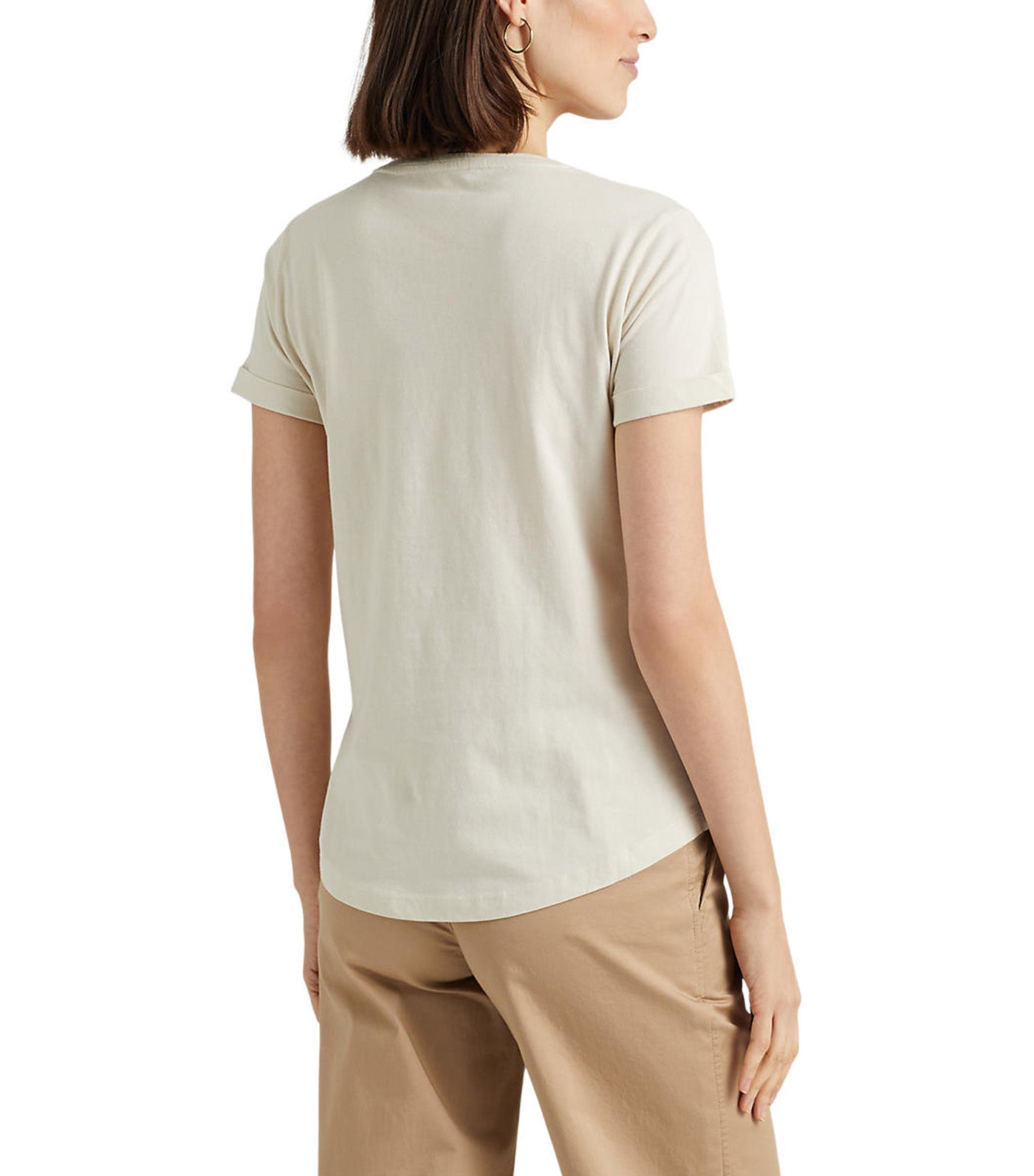 Lauren Ralph Lauren Women's Beaded Logo Jersey Tee Natural