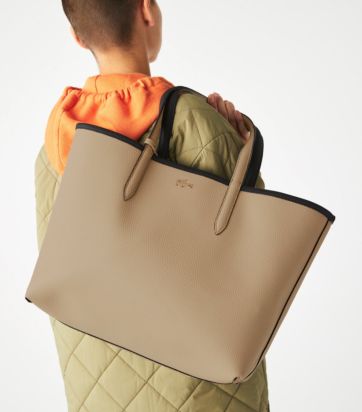 Women's Anna Reversible Bicolor Tote Bag Black Warm Sand