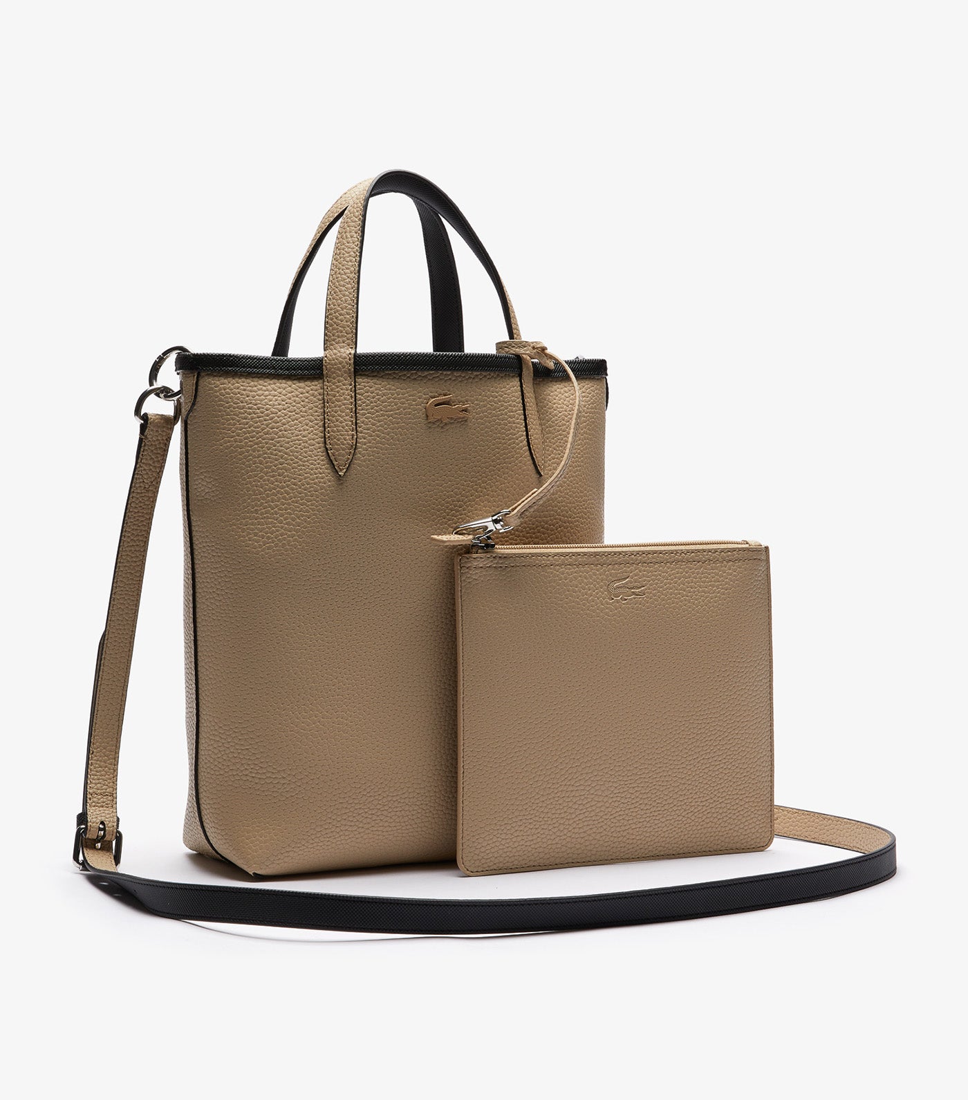 Women's Anna Reversible Coated Canvas Vertical Shopping Bag Black Warm Sand