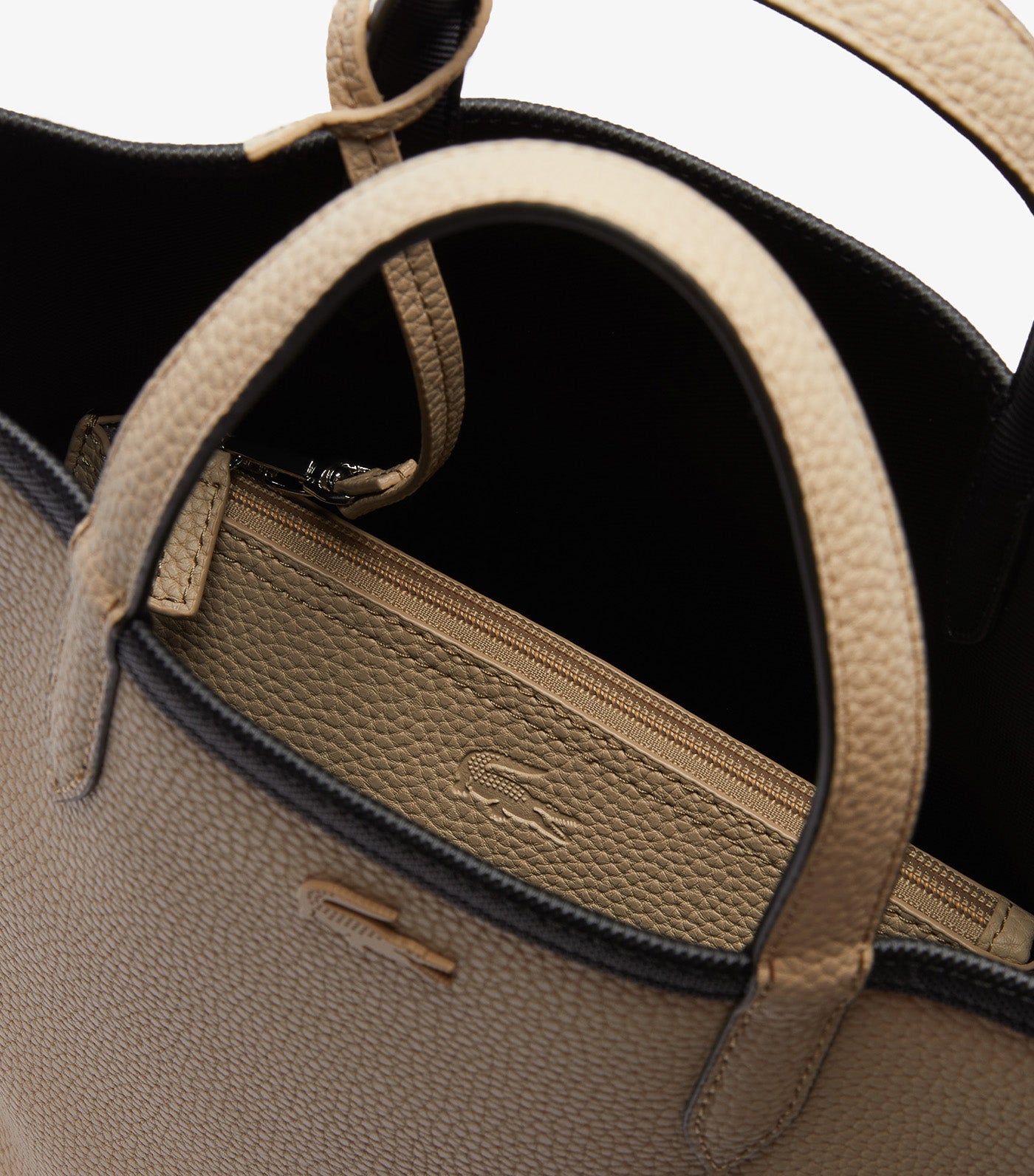 Women's Anna Reversible Coated Canvas Vertical Shopping Bag Black Warm Sand